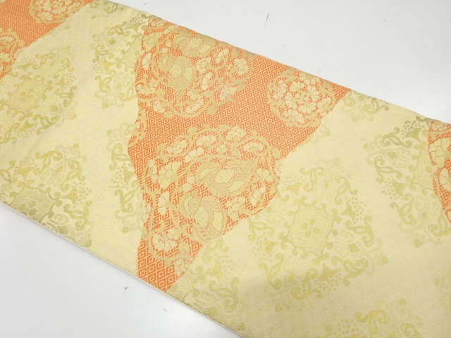 JAPANESE KIMONO / ANTIQUE FUKURO OBI / SILK / WOVEN FLOWER CREST